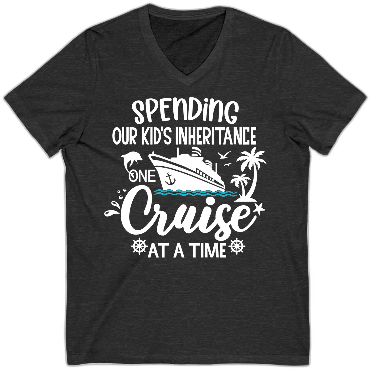 One Cruise At A Time Inheritance V-Neck in Dark Grey Heather
