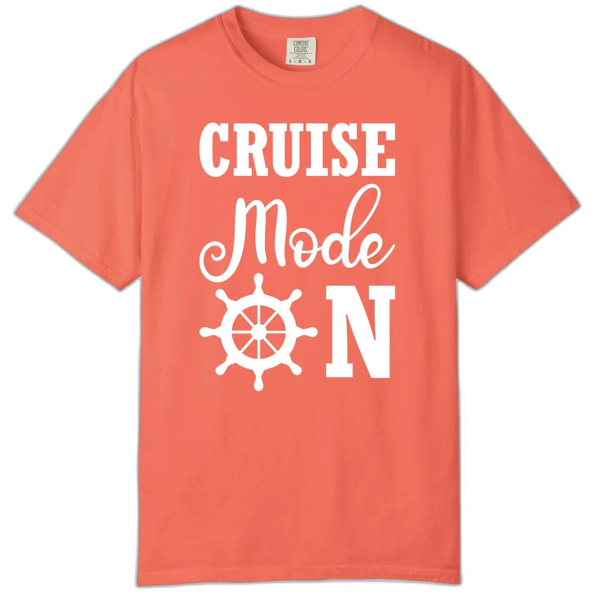 Cruise Mode Ship Wheel Comfort Color T-Shirt in Bright Salmon