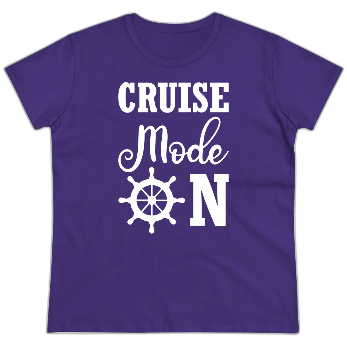 Cruise Mode Ship Wheel Ladies Tee in Purple
