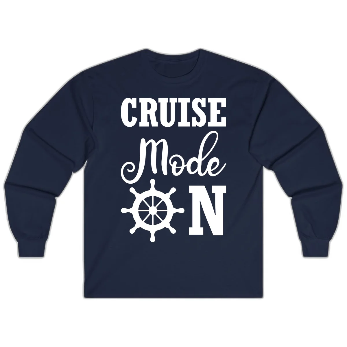 Cruise Mode Ship Wheel Long Sleeve T-Shirt in Navy