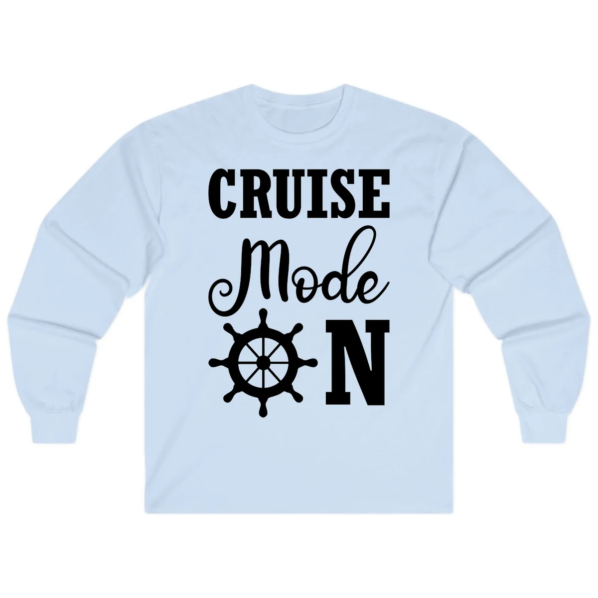 Cruise Mode Ship Wheel Long Sleeve T-Shirt in Light Blue