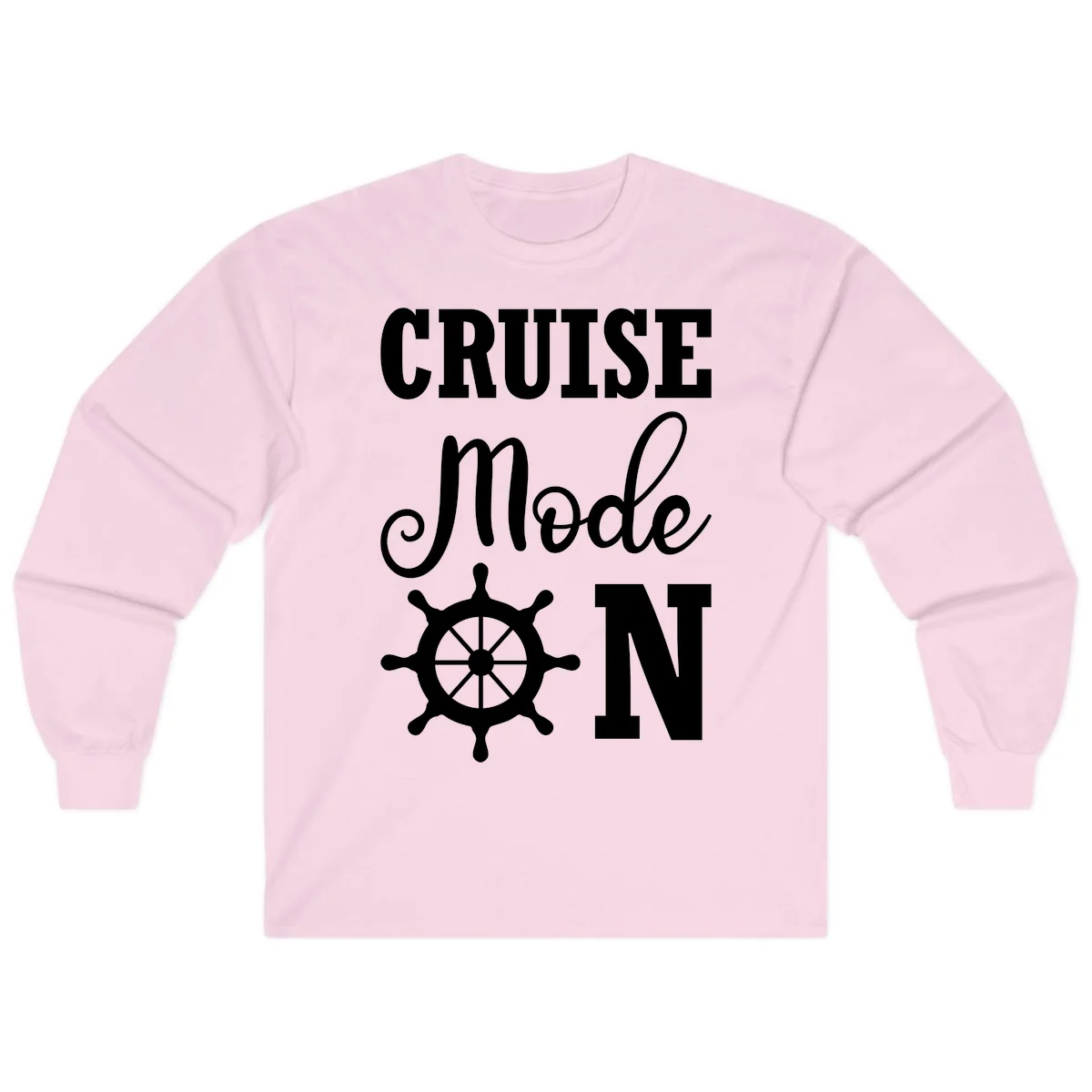 Cruise Mode Ship Wheel Long Sleeve T-Shirt in Light Pink