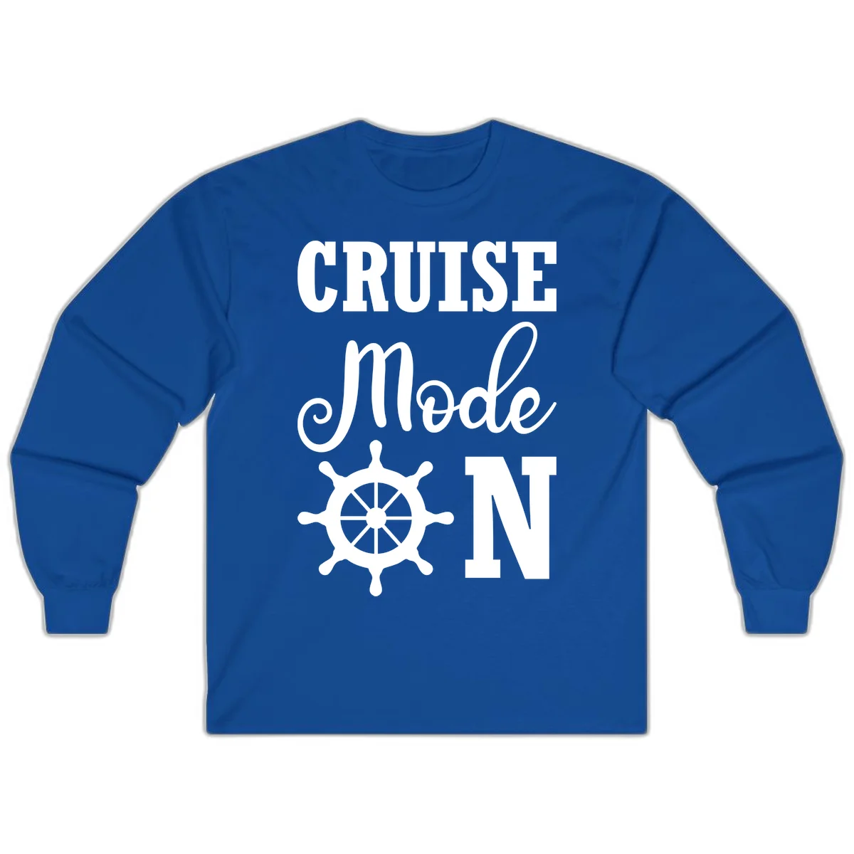 Cruise Mode Ship Wheel Long Sleeve T-Shirt in Royal