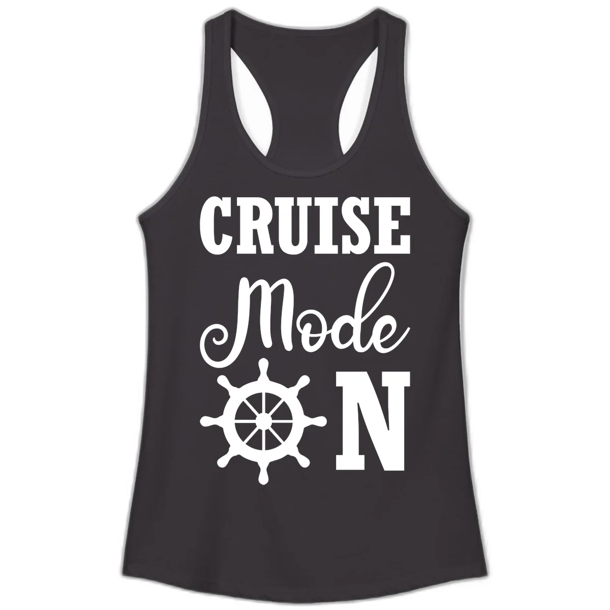 Cruise Mode Ship Wheel Ladies Tank Top in Black