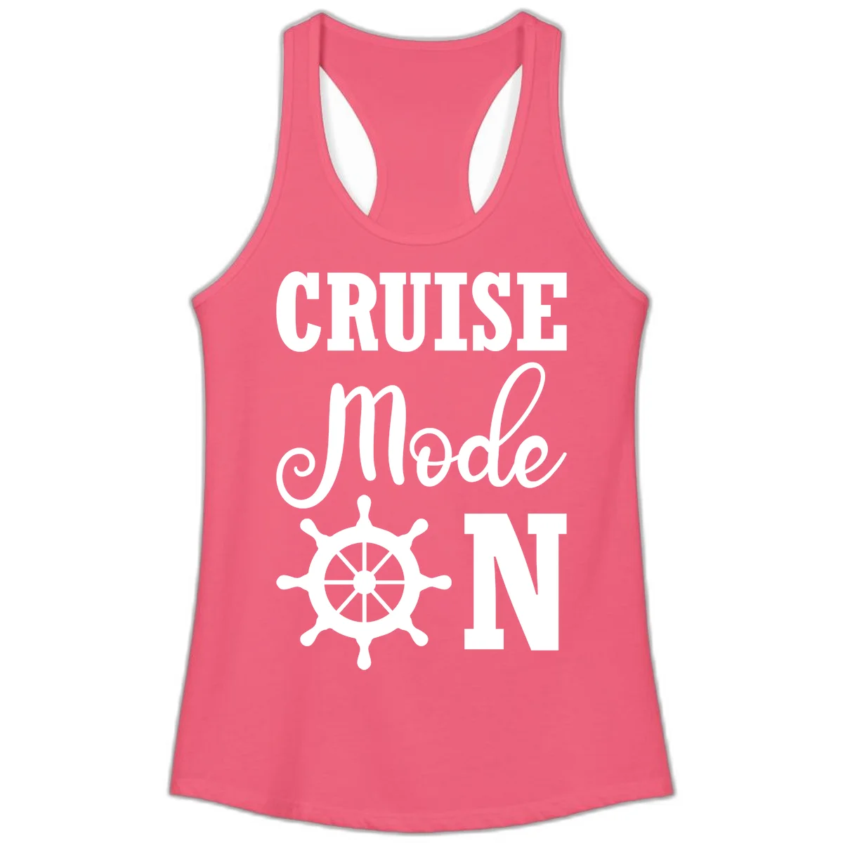 Cruise Mode Ship Wheel Ladies Tank Top in Hot Pink