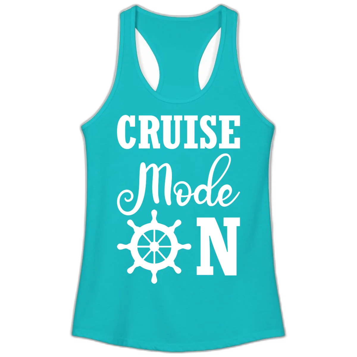 Cruise Mode Ship Wheel Ladies Tank Top in Tahiti Blue