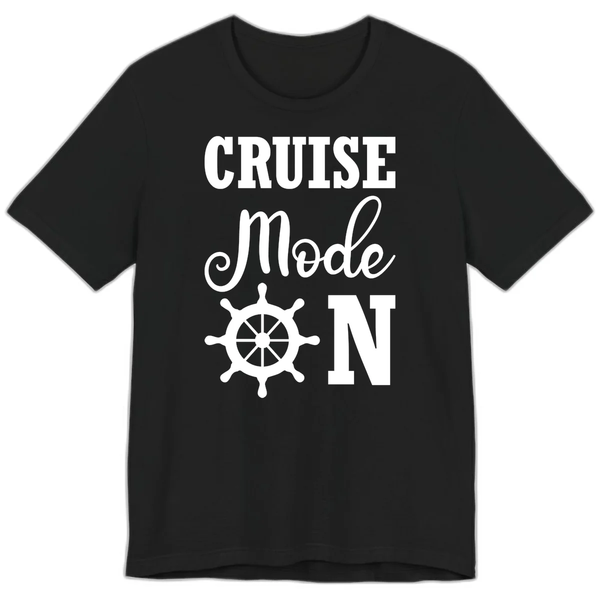 Cruise Mode Ship Wheel Premium T-Shirt in Black