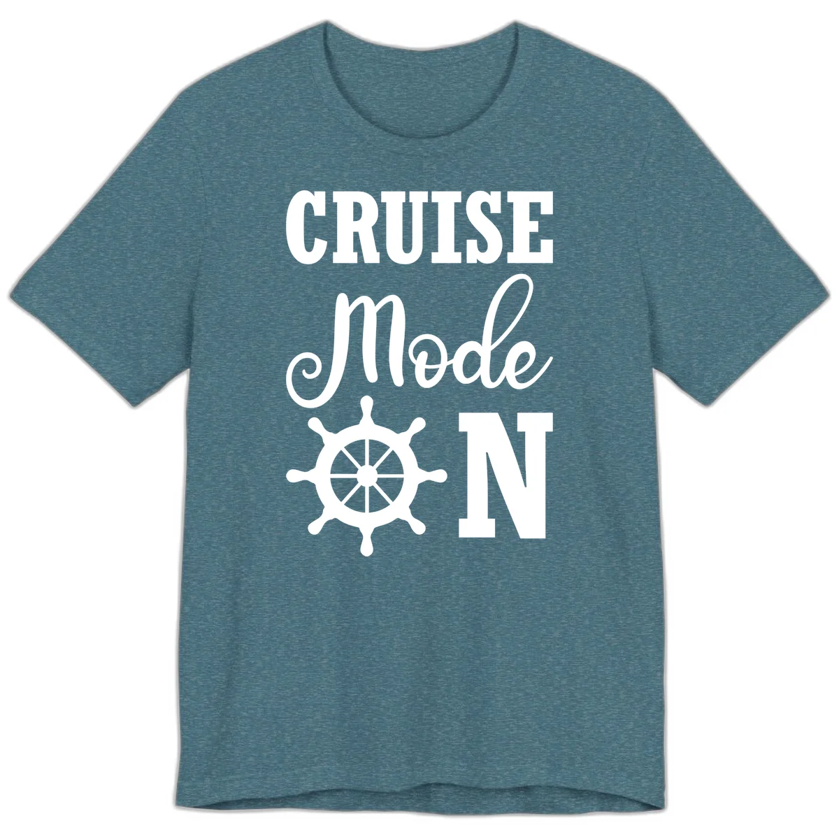 Cruise Mode Ship Wheel Premium T-Shirt in Heather Deep Teal