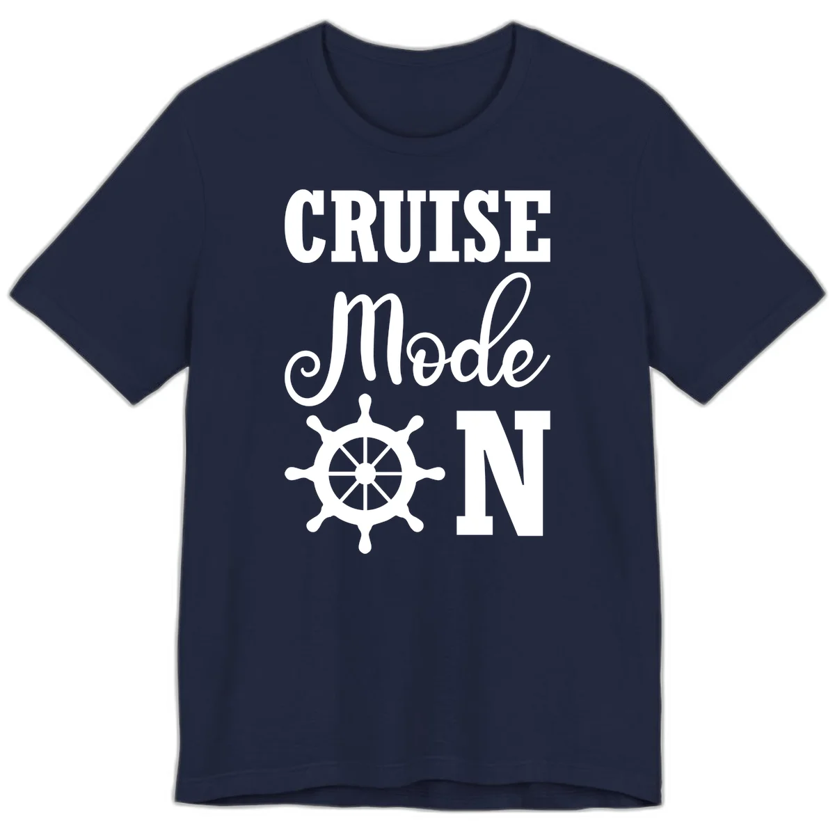 Cruise Mode Ship Wheel Premium T-Shirt in Navy