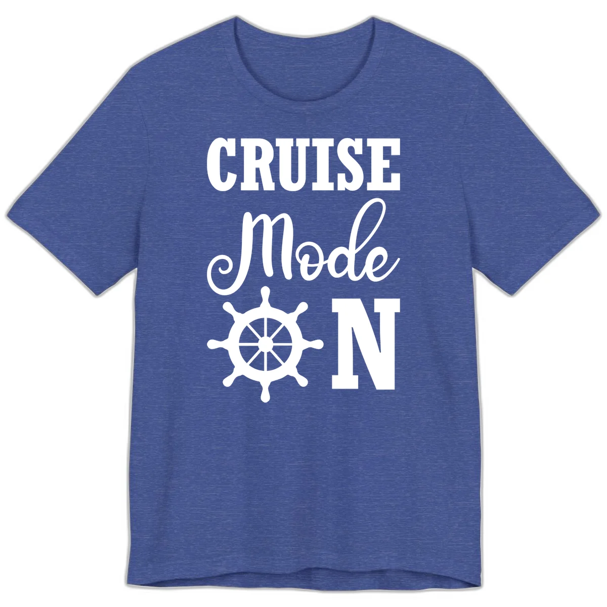 Cruise Mode Ship Wheel Premium T-Shirt in Heather True Royal