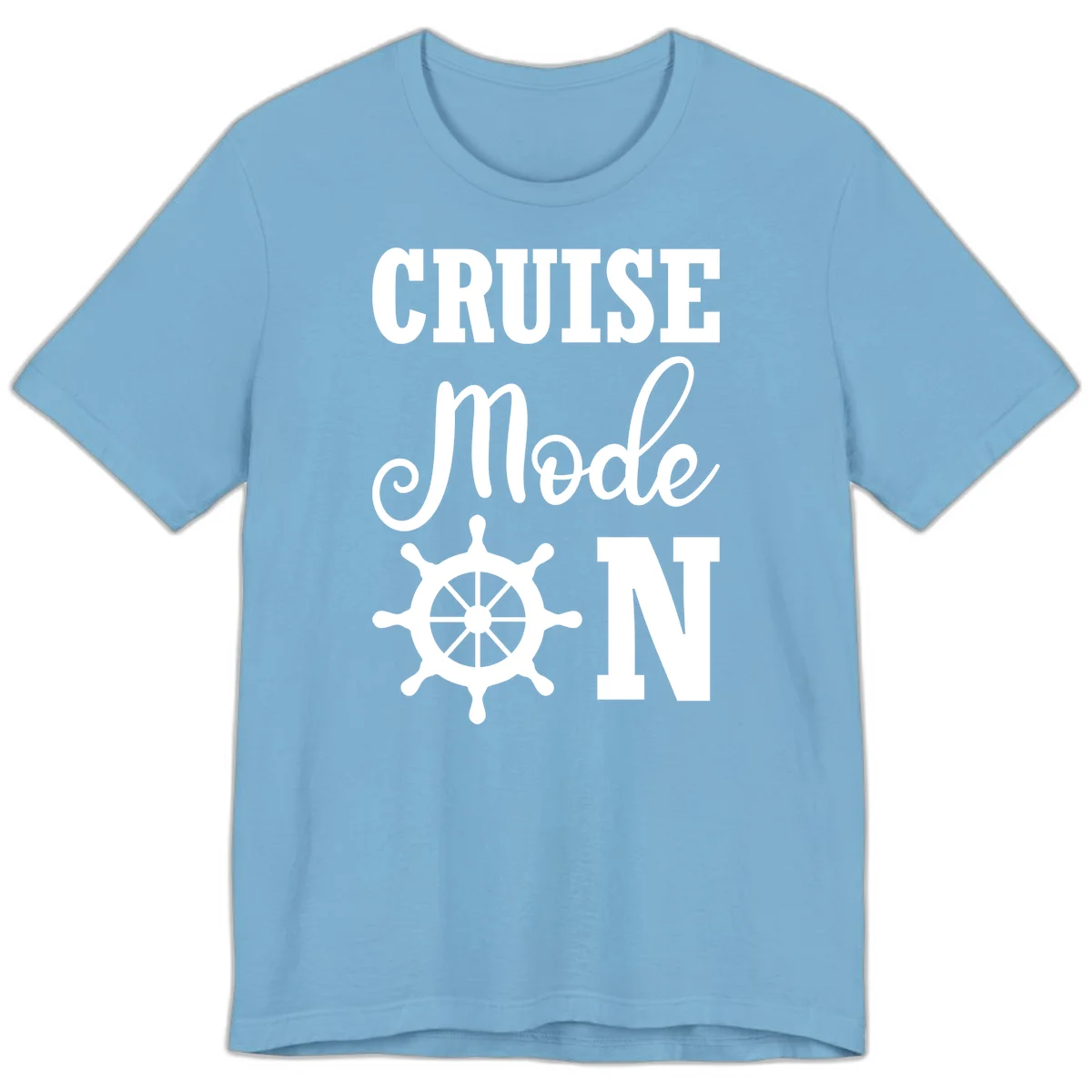 Cruise Mode Ship Wheel Premium T-Shirt in Ocean Blue