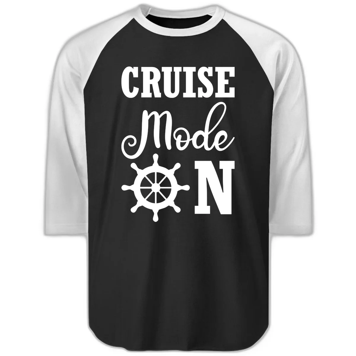 Cruise Mode Ship Wheel Raglan 3/4 Sleeve in Black White