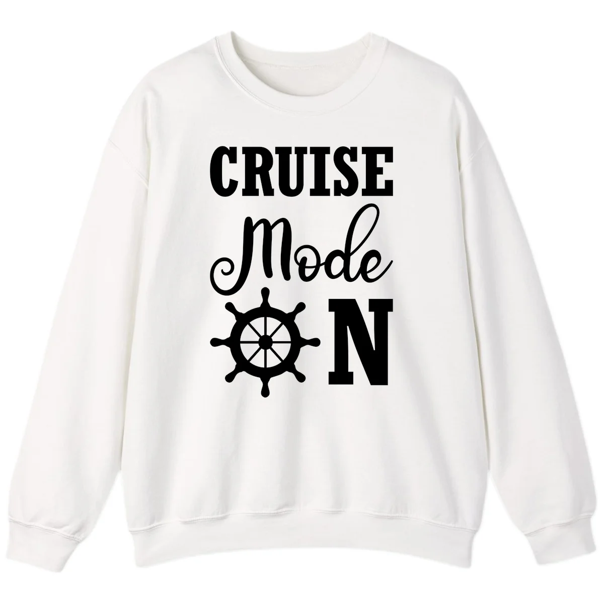 Cruise Mode Ship Wheel Sweatshirt in White