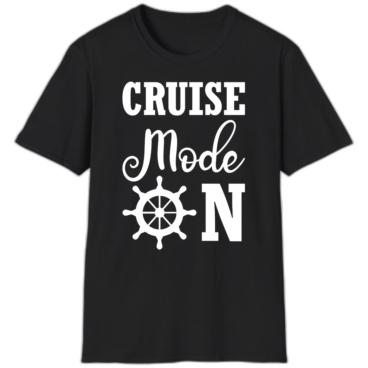 Cruise Mode Ship Wheel T-Shirt in Black