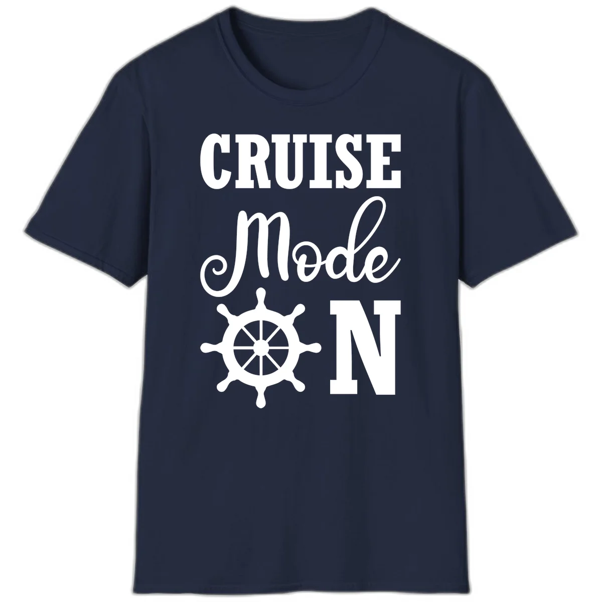 Cruise Mode Ship Wheel T-Shirt in Navy