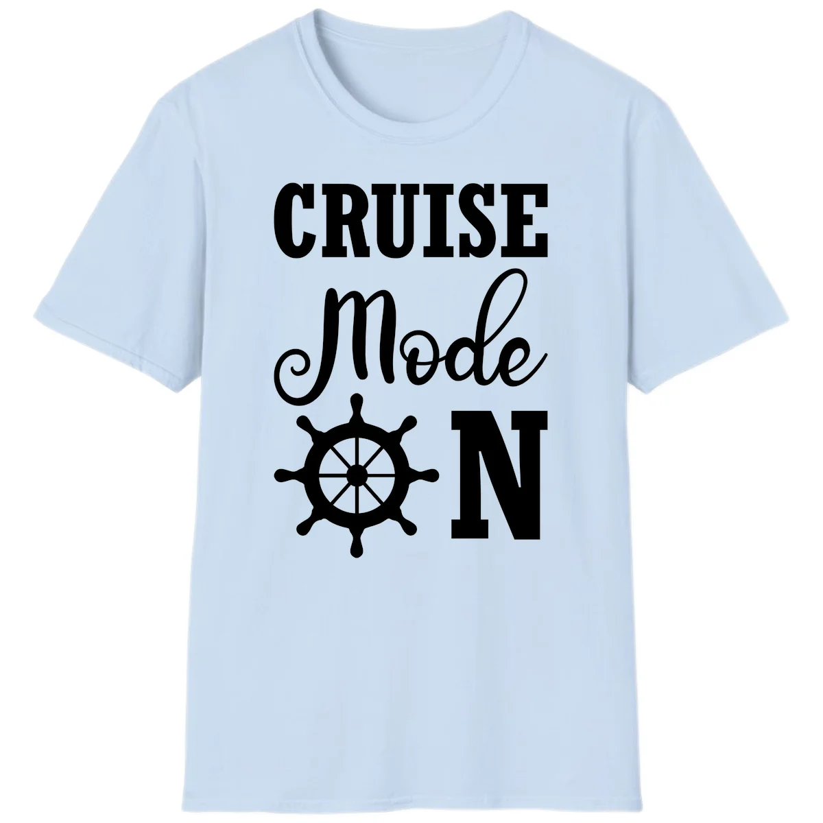 Cruise Mode Ship Wheel T-Shirt in Light Blue
