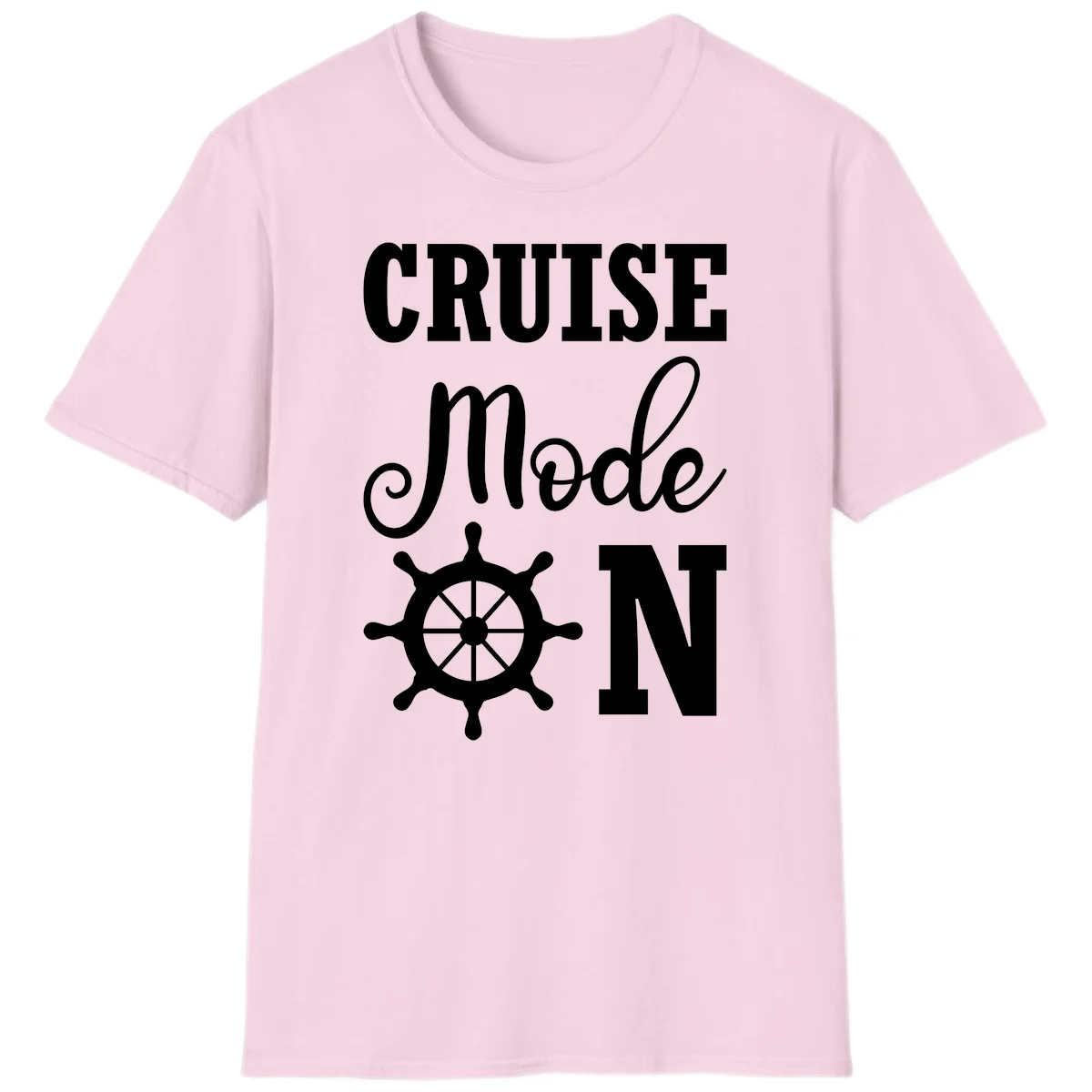 Cruise Mode Ship Wheel T-Shirt in Light Pink