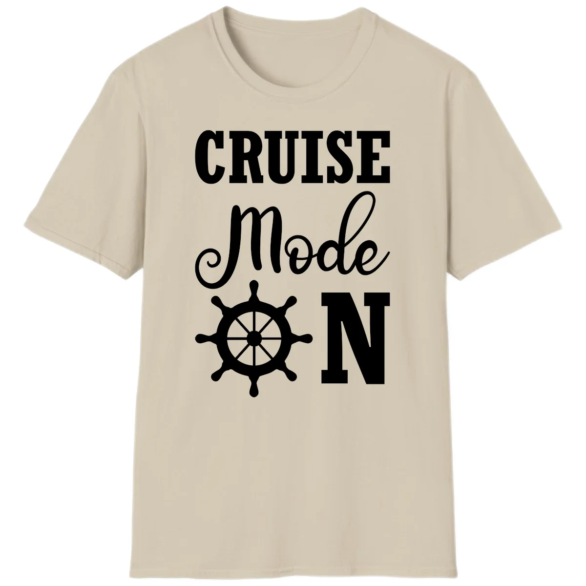 Cruise Mode Ship Wheel T-Shirt in Sand