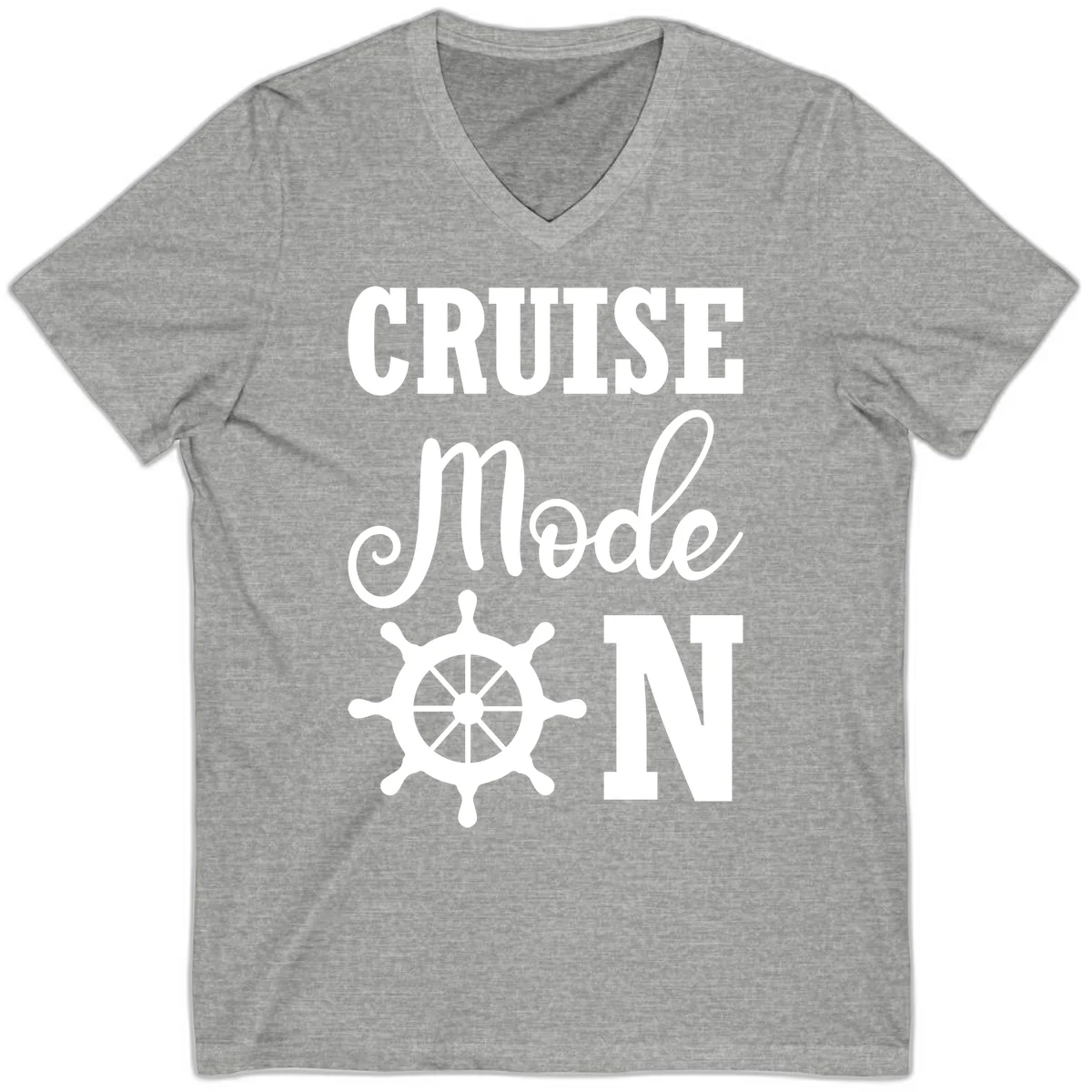 Cruise Mode Ship Wheel V-Neck T-Shirt in Athletic Heather