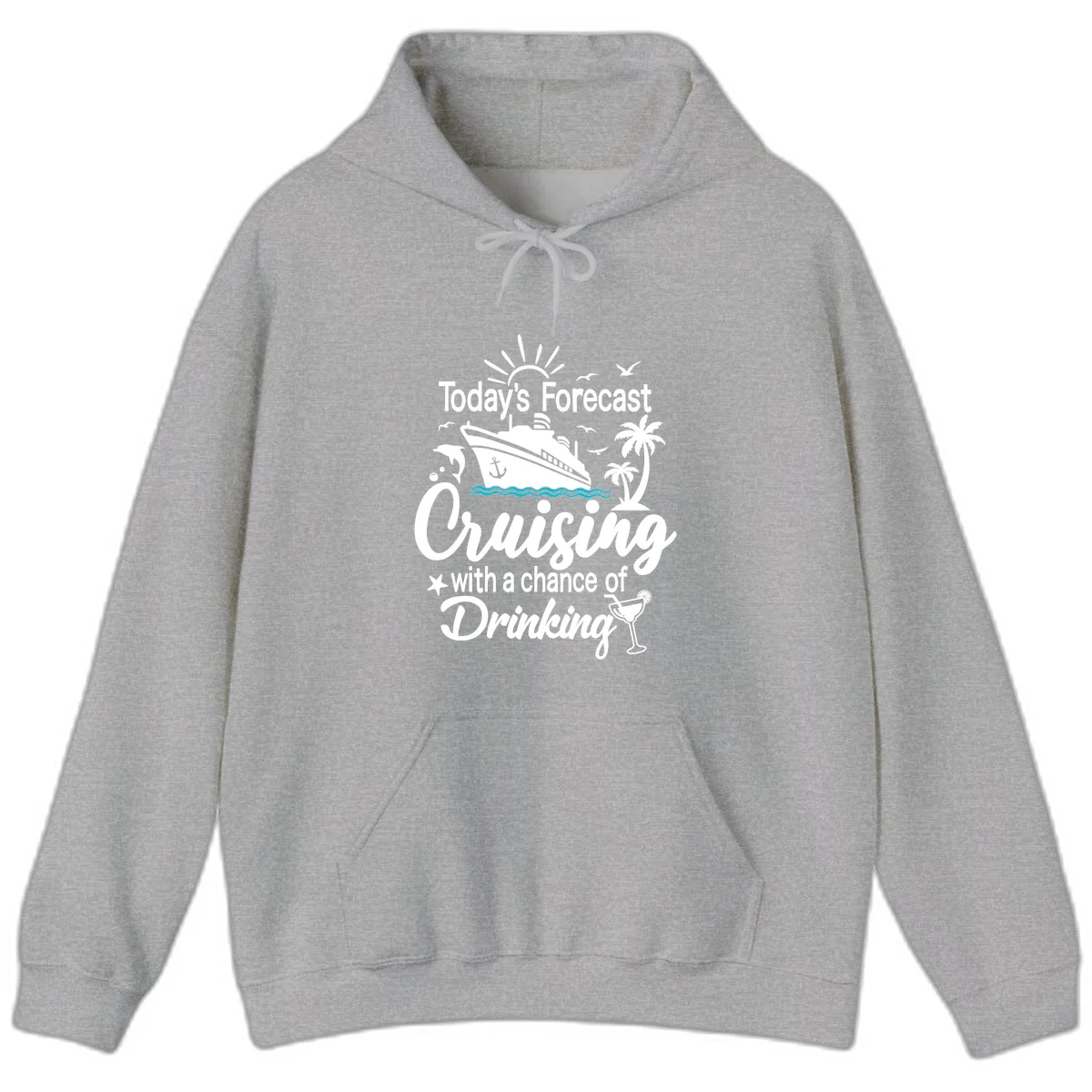 Today's Forecast Cruising With Drinking Hoodie in Sport Grey