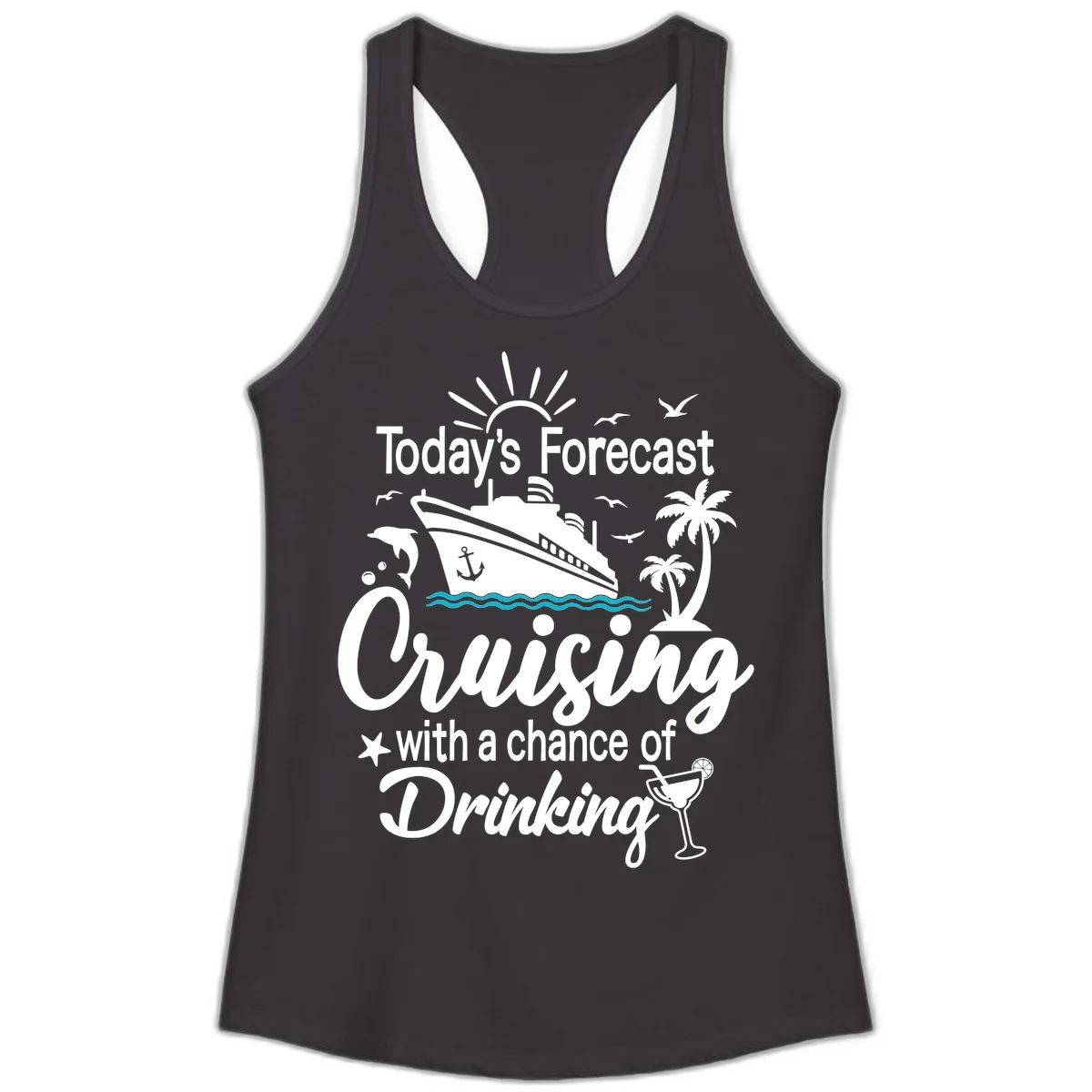 Today's Forecast Cruising With Drinking Ladies Tank in Black