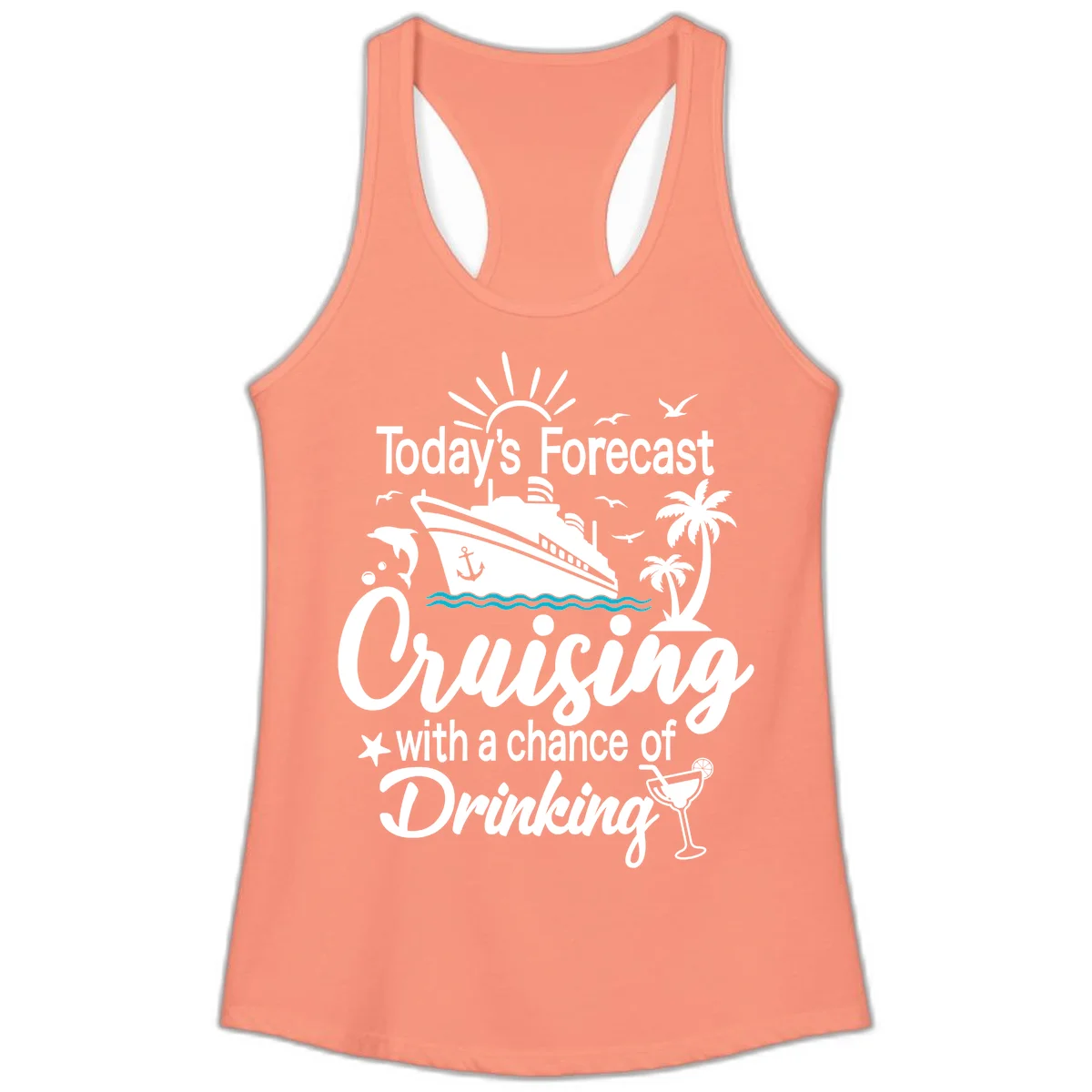 Today's Forecast Cruising With Drinking Ladies Tank in Solid Light Orange