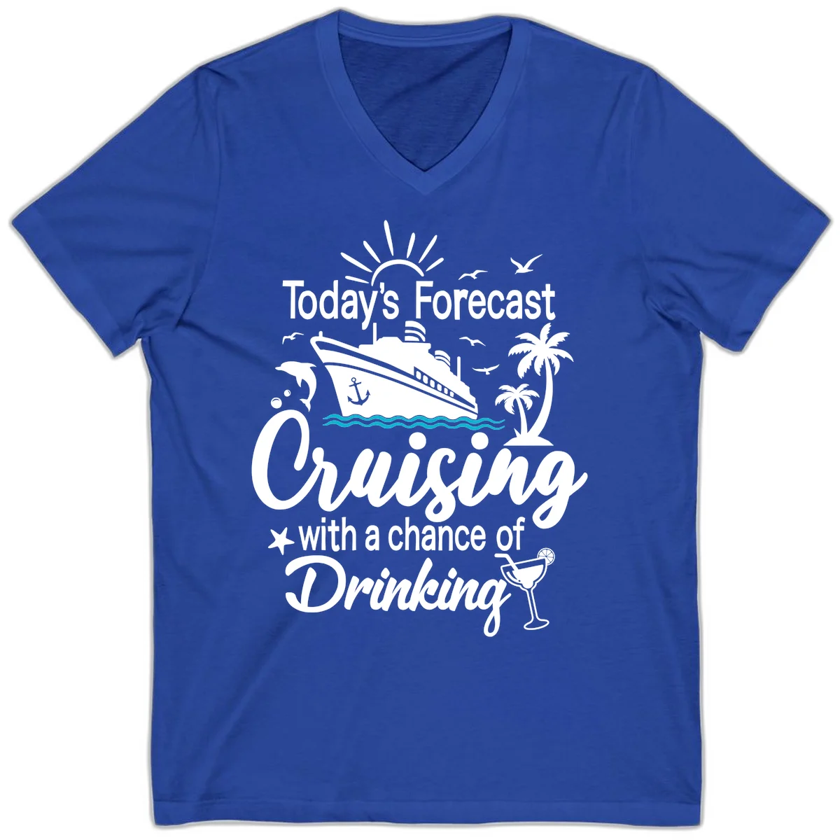 Today's Forecast Cruising With Drinking V-Neck in True Royal