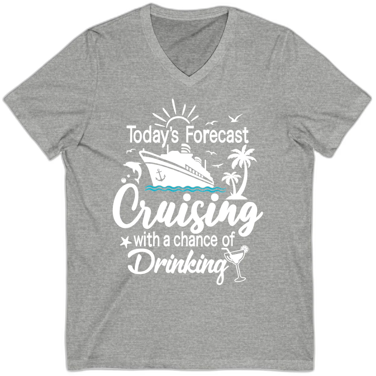 Today's Forecast Cruising With Drinking V-Neck in Athletic Heather