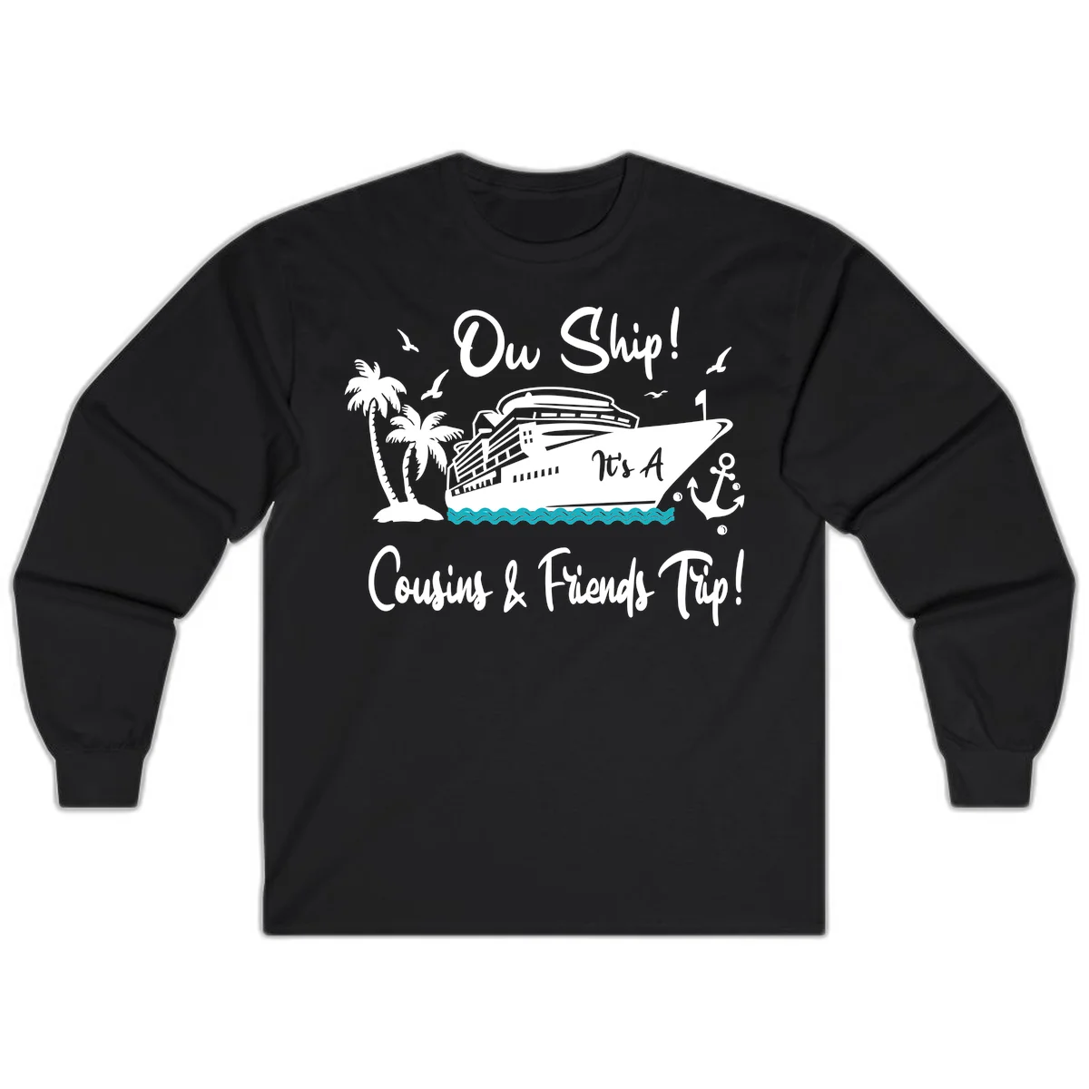 Ow Ship Cousins & Friends Trip Long Sleeve Tee in Black