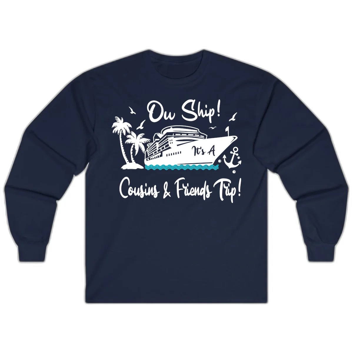 Ow Ship Cousins & Friends Trip Long Sleeve Tee in Navy