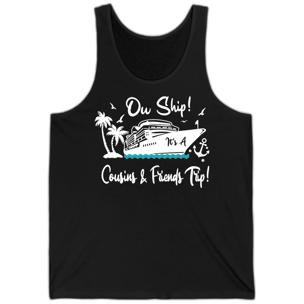 Ow Ship Cousins & Friends Trip Tank Top in Black