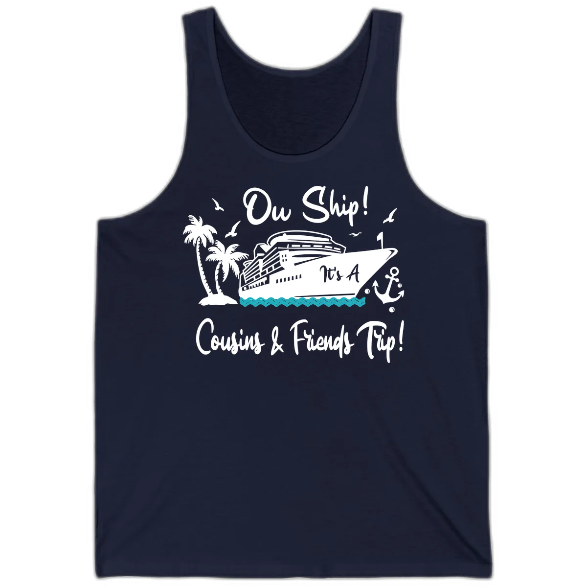 Ow Ship Cousins & Friends Trip Tank Top in Navy