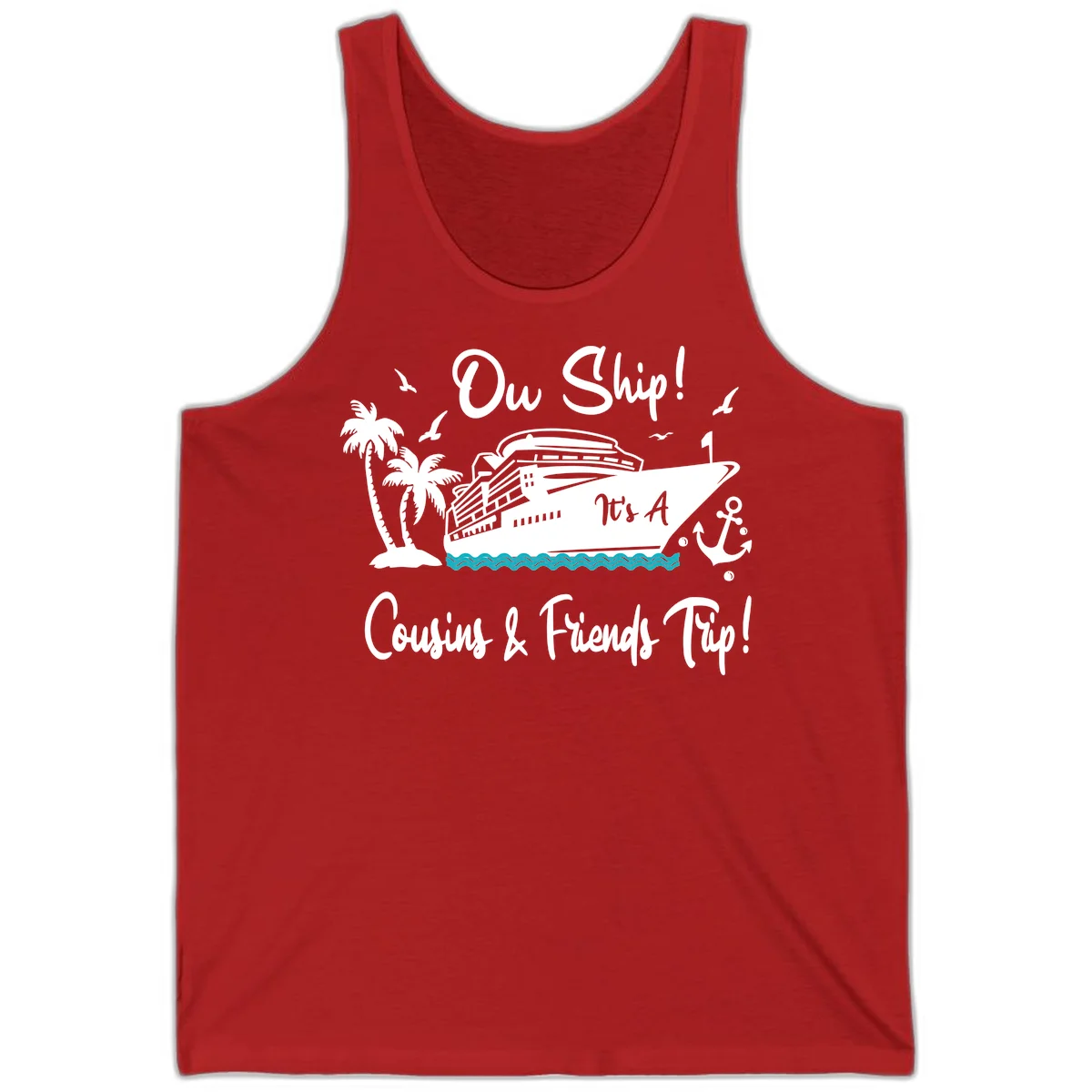 Ow Ship Cousins & Friends Trip Tank Top in Red