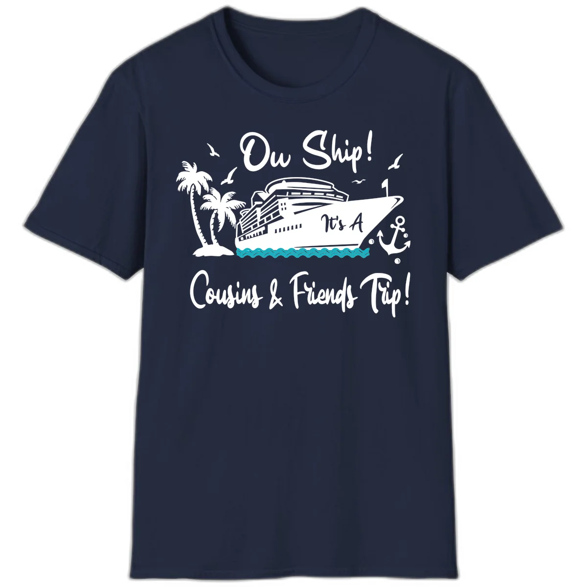 Ow Ship Cousins & Friends Trip T-Shirt in Navy