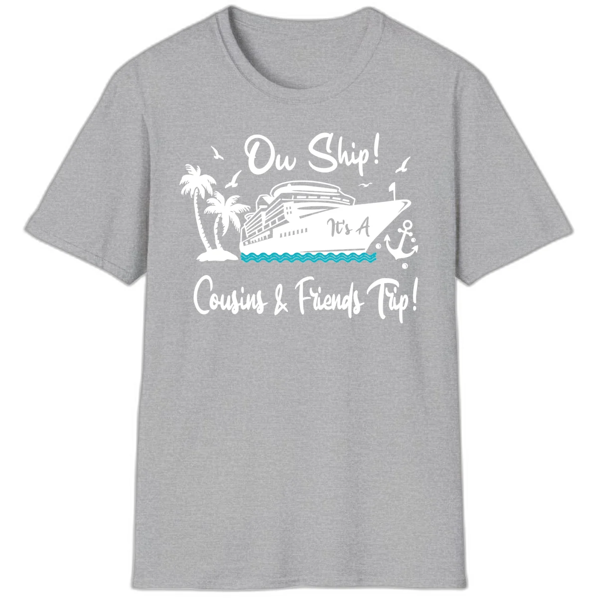 Ow Ship Cousins & Friends Trip T-Shirt in Sport Grey