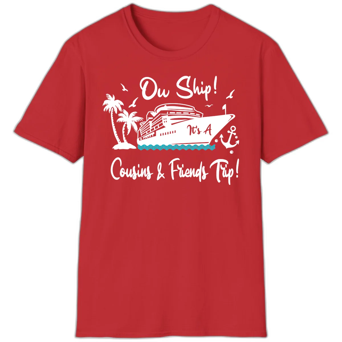 Ow Ship Cousins & Friends Trip T-Shirt in Red