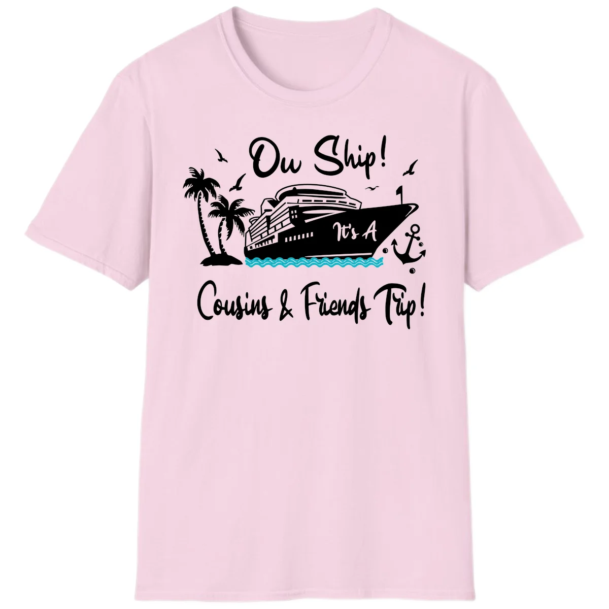 Ow Ship Cousins & Friends Trip T-Shirt in Light Pink