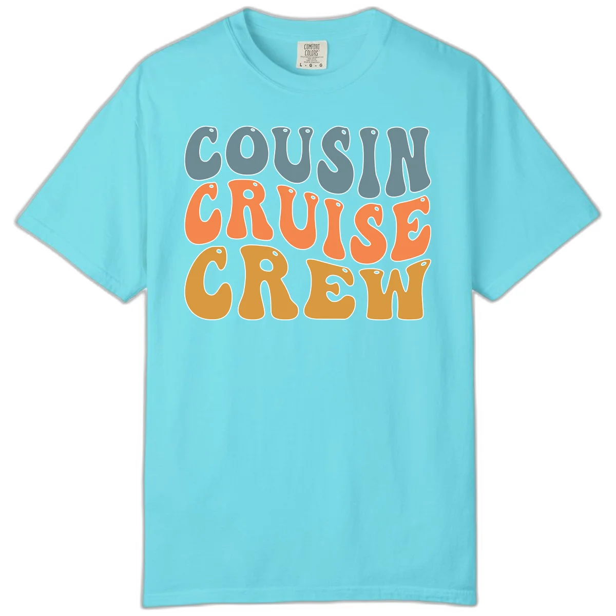 Cousin Cruise Crew Comfort Color Tee in Lagoon Blue