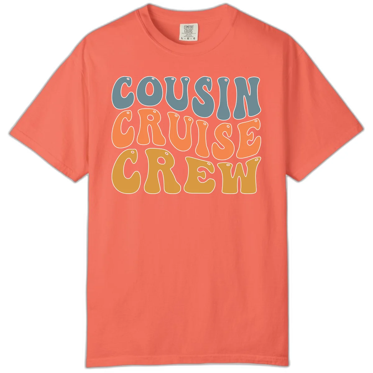 Cousin Cruise Crew Comfort Color Tee in Bright Salmon