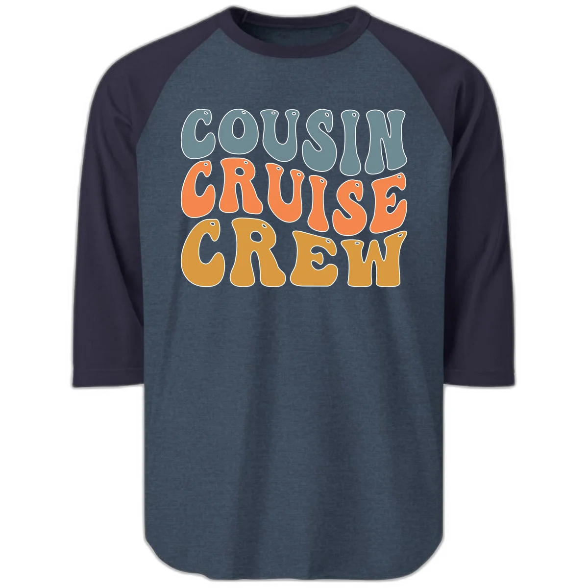 Cousin Cruise Crew Raglan 3/4 in Heather Denim Navy