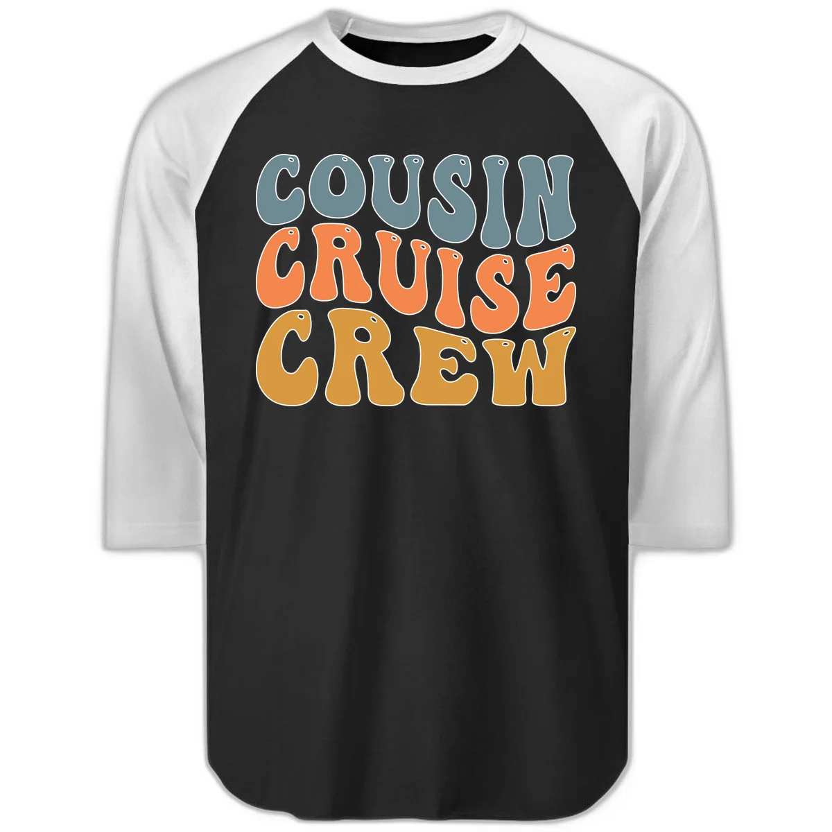 Cousin Cruise Crew Raglan 3/4 in Black White