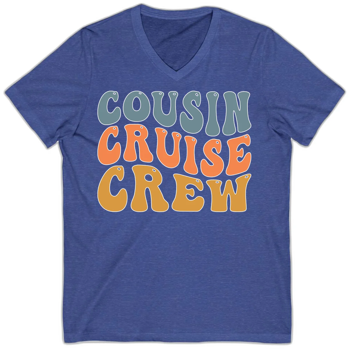 Cousin Cruise Crew V-Neck in Heather True Royal