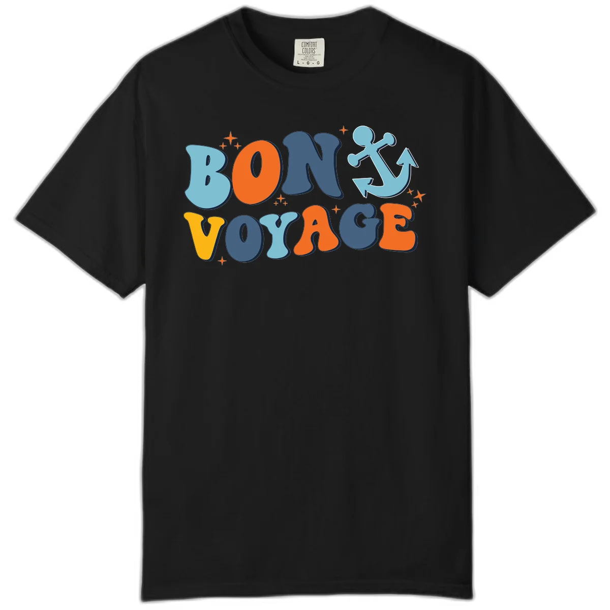 Bon Voyage Anchor Comfort Color Tee: Relaxed Cruise Vibes! in Black