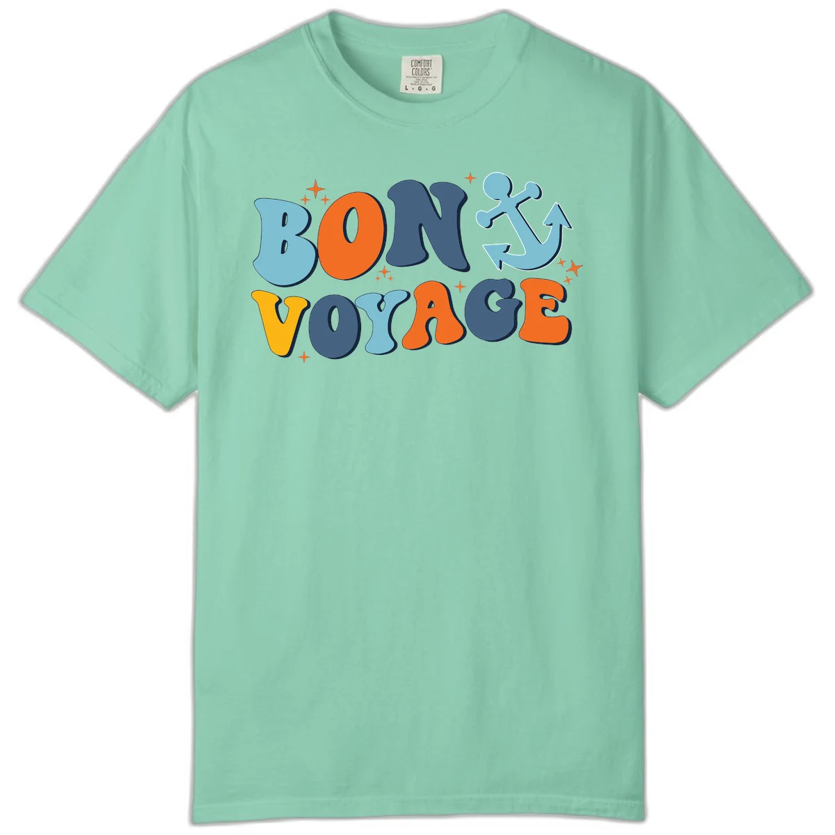 Bon Voyage Anchor Comfort Color Tee: Relaxed Cruise Vibes! in Island Reef