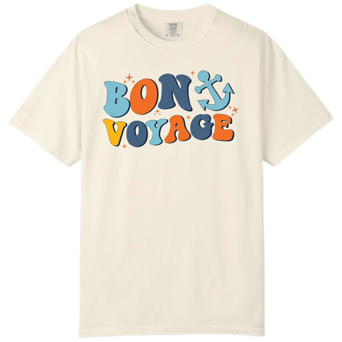 Bon Voyage Anchor Comfort Color Tee: Relaxed Cruise Vibes! in Ivory