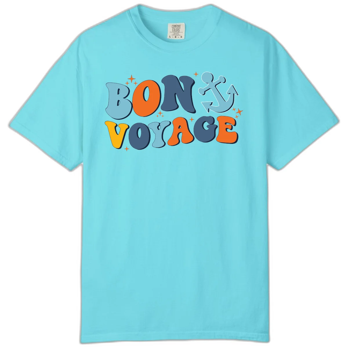 Bon Voyage Anchor Comfort Color Tee: Relaxed Cruise Vibes! in Lagoon Blue