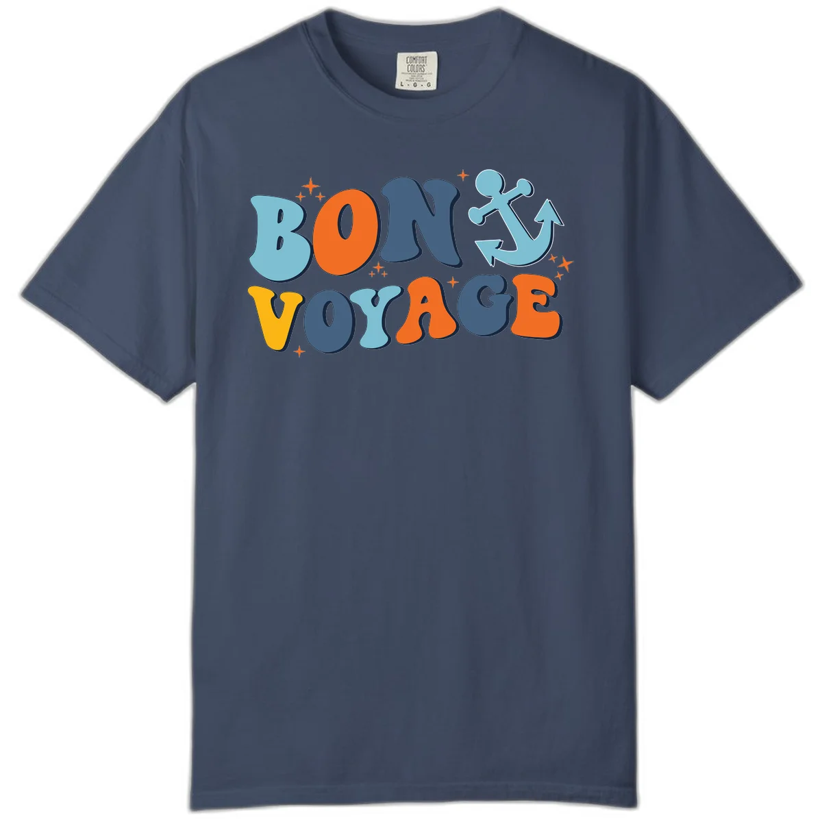 Bon Voyage Anchor Comfort Color Tee: Relaxed Cruise Vibes! in Midnight