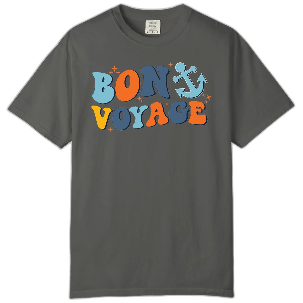 Bon Voyage Anchor Comfort Color Tee: Relaxed Cruise Vibes! in Pepper