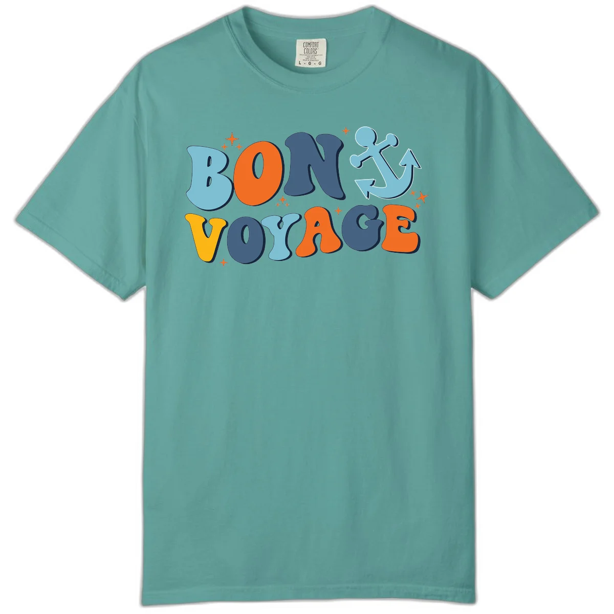 Bon Voyage Anchor Comfort Color Tee: Relaxed Cruise Vibes! in Seafoam