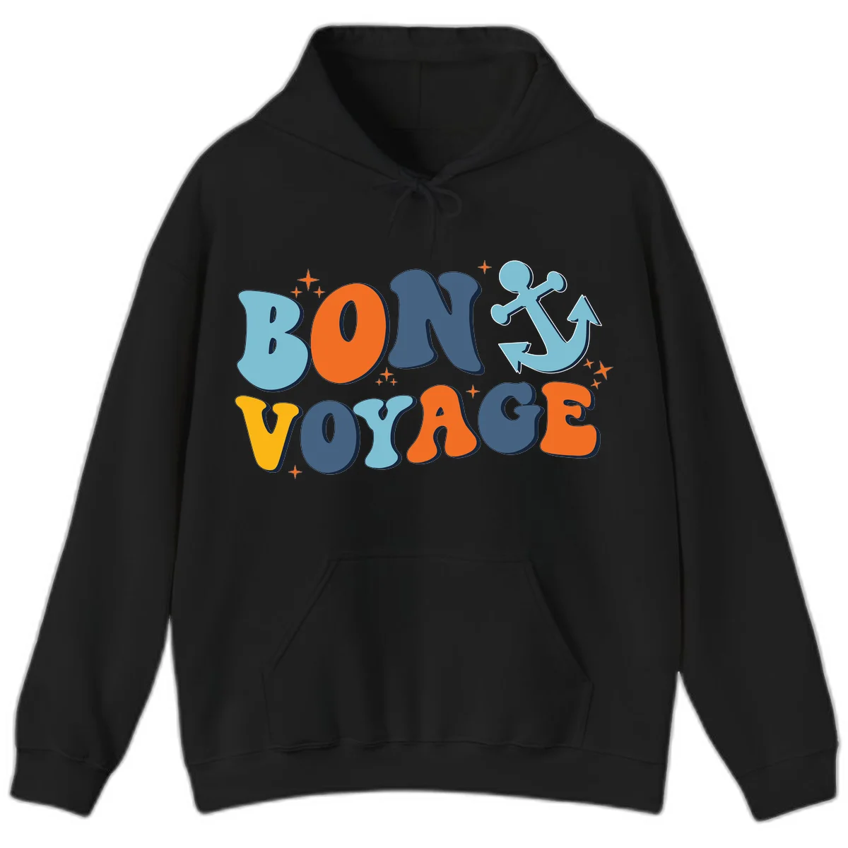 Bon Voyage Anchor Hoodie: Warmth for Your Next Cruise! in Black